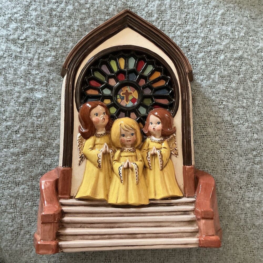 Vintage 1974 Byron Molds Ceramic Angel Choir Church Christmas Figurine 14in